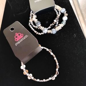 Paparazzi Silver and Gray Beaded Bracelet Set